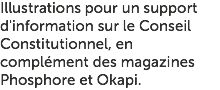 Illustrations pour un support d'information sur le Conseil Constitutionnel, en complément des magazines Phosphore et Okapi.